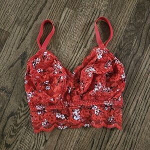 Red floral lace fuller bust bralette